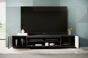 TV stolík Loftia 200 cm s otvorenou policou - čierna / čierny mat