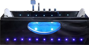 BPS-koupelny Hydromasážna vaňa HYD-IR933A-BL 150x84 ČIERNY MRAMOR s ohrevom vody