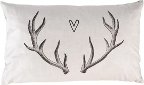 Béžová obliečka na vankúš s parožím Christmas Deer - 30*50 cm