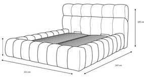 Čalúnená dvojlôžková posteľ s úložným priestorom s roštom 160x200 cm v horčicovej farbe Mont Blanc – Bobochic Paris