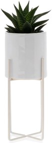 KERAMICKÝ KVETINÁČ SO STOJANOM FLORRI 23,5X10,5 CM BIELA