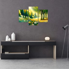 Obraz - Dedina v žlto-zelenej (90x60 cm)