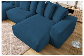 Tmavomodrá menčestrová rohová pohovka Voltaire – Bobochic Paris