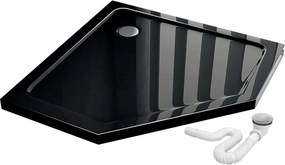 Päťuholníkový sprchovací kút REA AXIN 90x90 cm, chróm/transparent + vanička Diamond čierna