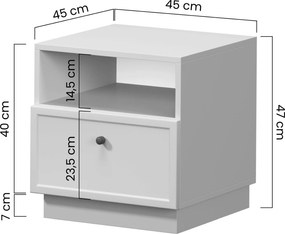 Nočný stolík Lorini so zásuvkou 45 cm - kašmír / čierna úchytka T-bar