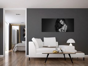 Obraz - Čiernobiely portrét zvodnej ženy (120x50 cm)