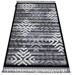 styldomova Čierno-sivý koberec Maroc so strapcami P658