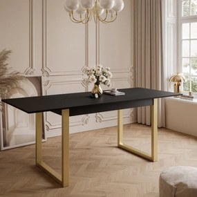 ROZKLADACÍ JEDÁLENSKÝ STÔL DANILO ČIERNY + ZLATÉ U NOHY 140 / 195 cm