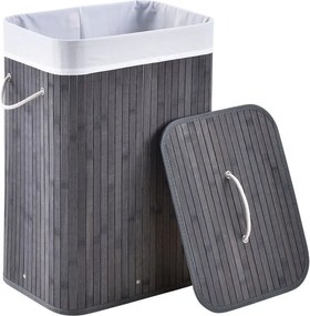 Bambusový košík na bielizeň s vekom, 72 l, sivý