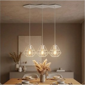 Závesný luster na lanku DIAMOND 3xE27/60W/230V biely