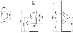 LAUFEN H8402850200001-Pisoár VAL zadný prívod, zadný odpad keramika/lesklá čierna
