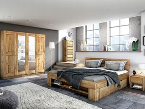 Masívna dubová manželská posteľ s úložným priestorom Stela Rozmer: 180x200