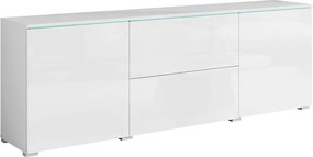 XXXLutz NÍZKA KOMODA, biela s vysokým leskom, biela, 180/61,8/34,5 cm P & B - Online Only drobný nábytok - 002778000213