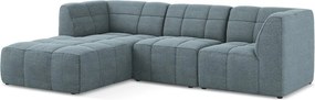 Modrá rohová pohovka z textílie buklé (ľavý roh/s leňoškou) Aloha – Makamii