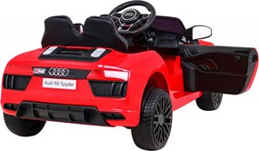 Ramiz Audi R8 na batérie pre deti Červená + diaľkové ovládanie + EVA + pomalý štart + MP3 LED