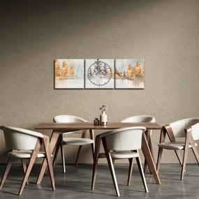 Obraz - Akvarelový les (s hodinami) (90x30 cm)