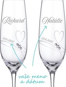 Svadobné poháre na sekt Diamante Romance, 2 ks