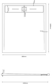 Erga Almac, SMC sprchová vanička 100 x 80 x 3 cm, čierna matná, ERG-GMA-AL-80100BK