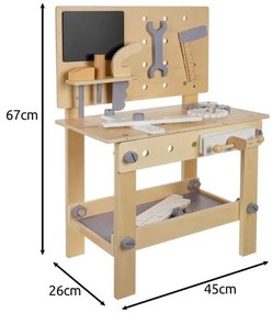 Drevený pracovný stolík s náradím pre malých majstrov