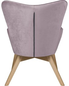 Zamatové kreslo s podnožkou v levanduľovej farbe Niko – Ropez