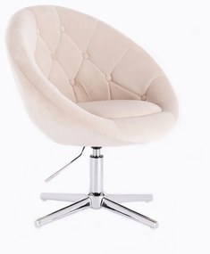 LuxuryForm DESIGN Kreslo VERA VELUR na striebornom kríži - krémové
