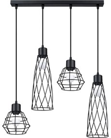 Sollux SL.1167 - Luster na lanku SUBA 4xE27/15W/230V čierna