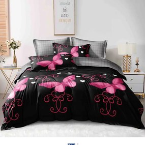 Bavlnené posteľné obliečky 7-dielne pink fly R3003