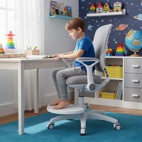 Detská rastúca stolička Neoseat JUNI 006 — látka, sivá