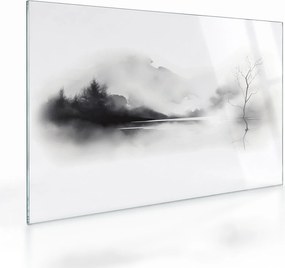 Sklenený obraz - Atramentová maľba krajiny (70x50 cm)