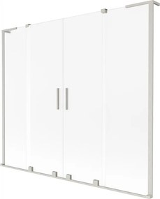 Mexen Velar L Duo, 2-krídlová posuvná vaňová zástena 180 x 150 cm, 8mm sklo námraza, brúsená oceľ, 896-180-003-32-97