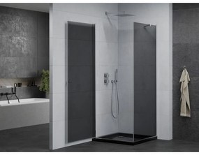 Mexen Pretoria, sprchovací kút 90 (dvere) x 90 (stena) cm, 6mm šedé sklo, chrómový profil + čierna sprchová vanička, 852-090-090-01-40-4070