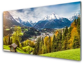 Obraz na skle Alpy príroda 140x70 cm