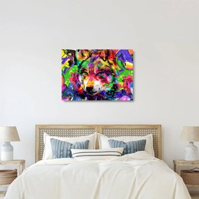 Sklenený obraz - Vlk s graffiti (70x50 cm)