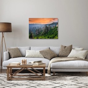 Sklenený obraz - Národný lesný park Zhangjiajie (70x50 cm)