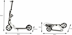Skladacia hliníková kolobežka 95-105 cm - viac farieb biela