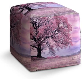 Taburet Cube ružový strom, ružová