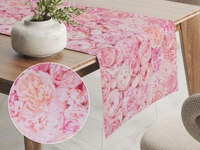 Biante Dekoračný behúň na stôl Leona LN-086 Ružové a krémové pivonky 20x160 cm