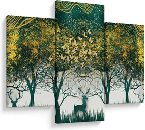 Obraz - Jelene v zelenom lese (90x60 cm)