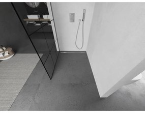 Mexen Kioto L, sprchová zástena Walk-In 120 x 200 cm, 8mm číre sklo čierny vzor, chrómový profil, 800-120-103-01-77