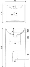 Mexen Oda, voľne stojace umývadlo 47x42x83 cm, biela, 26124700