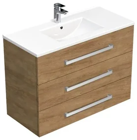 Kúpeľňová skrinka s umývadlom SAT Cube Way 100x76,5x46 cm Hickory dub CUBE461003DHMOD