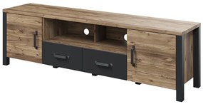 TV stolík Verica 200 cm s otvorenou policou - dub piškótový / čierne nožičky
