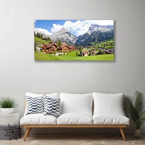 Obraz na plátne Domy hora krajina 120x60 cm