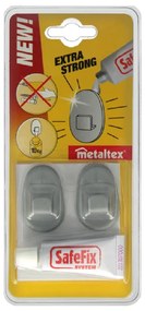 Set 2 ks háčikov a lepidla Metaltex Grey