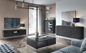 TV skrinka Harmony, čierna/čierny mramor