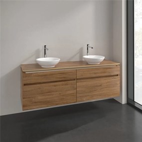 VILLEROY &amp; BOCH Legato závesná skrinka pod dve umývadlá na dosku, 4 zásuvky, 1600 x 500 x 550 mm, Oak Kansas, B60000RH