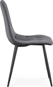 Sada ôsmich jedálenských stoličiek MILO zamatové, grafitové / čierne nohy (8 ks)