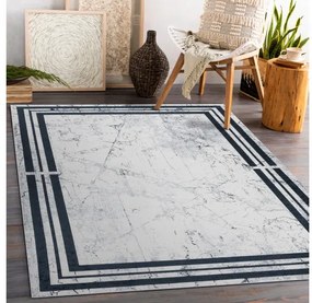 Dywany Łuszczów, Kusový koberec ANDRE Frame 1023, 160x220, biela, šedá, chodba / predsieň