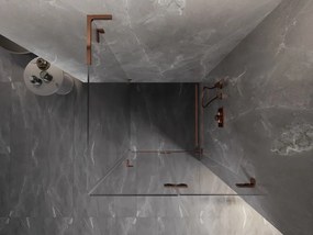 Mexen Lunar-F L, 1-krídlový sprchový kút so skladacími dverami, pravý, 90 x 90 cm, 8mm číre sklo, ružové zlato profil, 836L-090-090-60-00-P