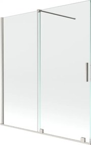 Mexen Velar, 2-krídlová posuvná vaňová zástena 150 x 150 cm, 8mm číre sklo, brúsená oceľ, 896-150-000-01-97